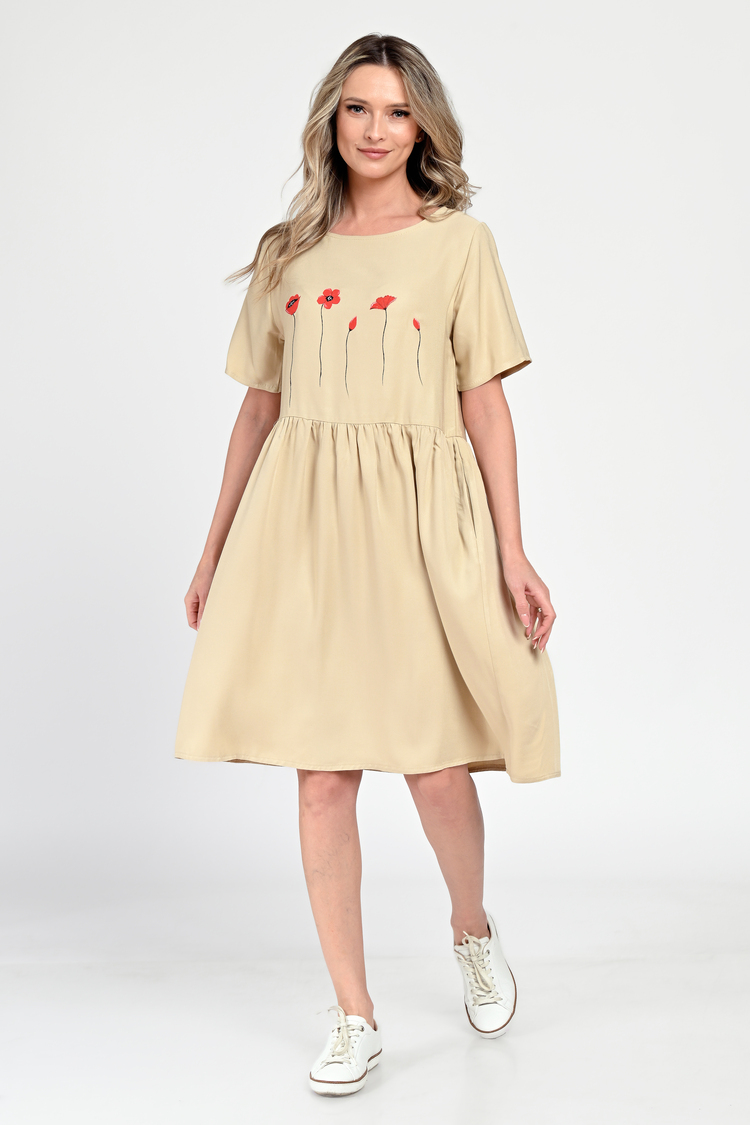 Rochie Medie Dama, Casual, Bej V308